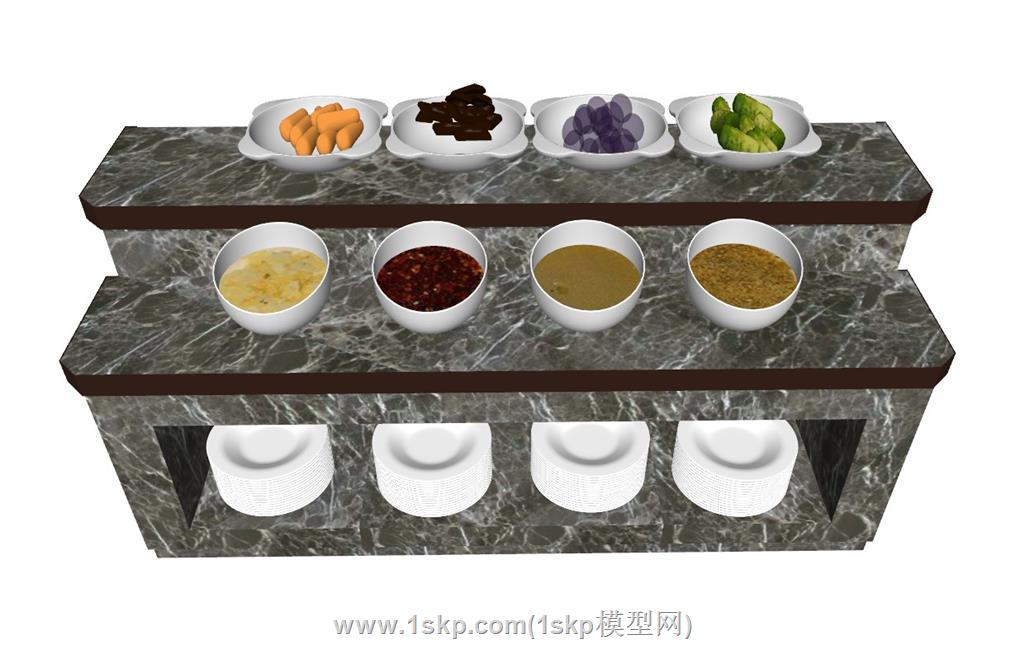 取餐台自助餐柜SU模型