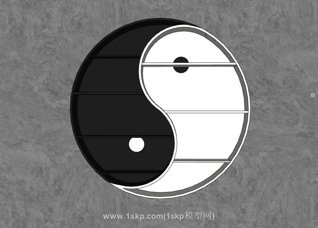 太极阴阳书架SU模型