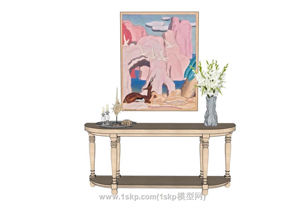 欧式玄关柜装饰画SU模型