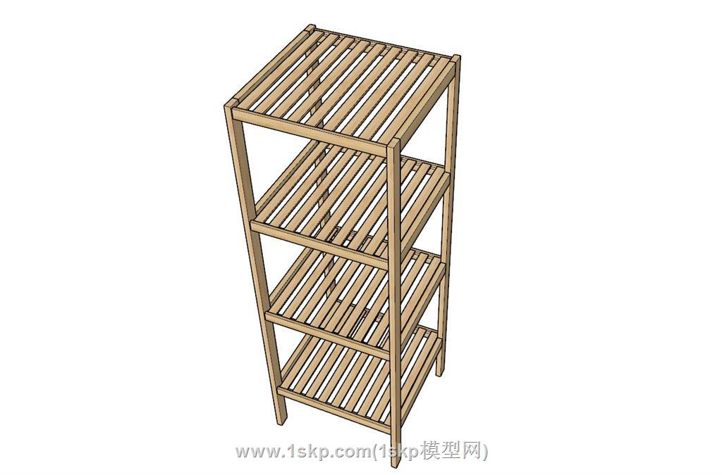 木条多层置物架SU模型