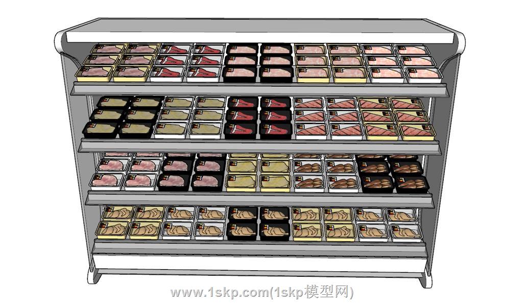 超市生鲜货柜商品柜SU模型