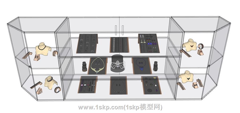 珠宝首饰柜样品柜玻璃展柜SU模型