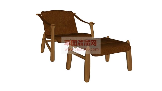 休闲躺椅脚凳SU模型