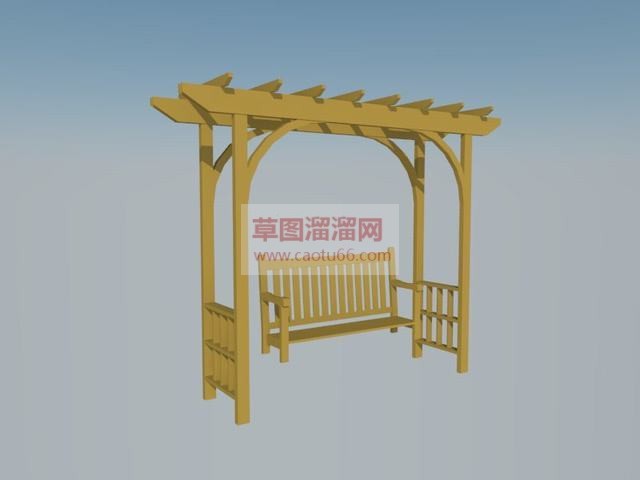 木质秋千椅庭院SU模型