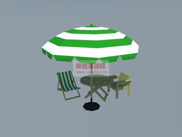 遮阳伞休闲桌椅户外SU模型