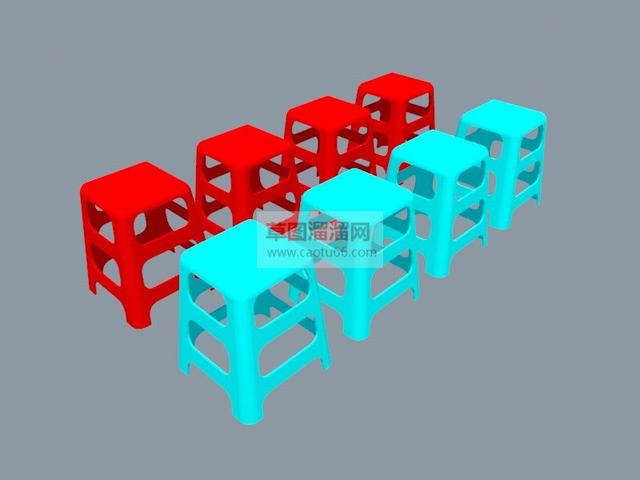 塑料凳子凳子SU模型