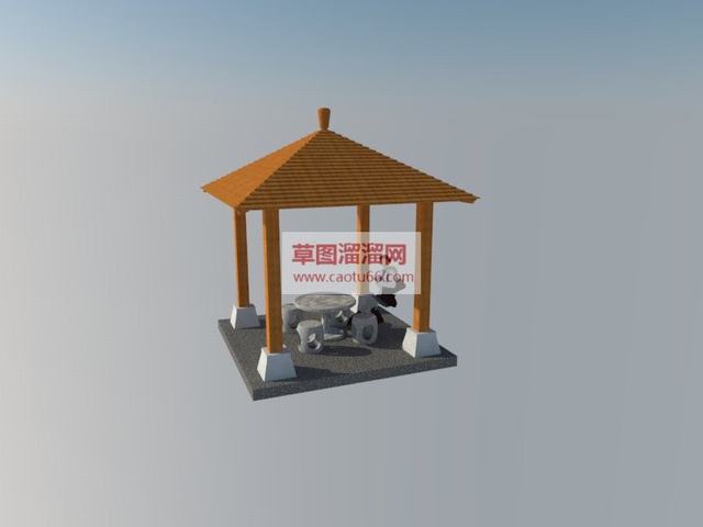 亭子凉亭石座椅SU模型