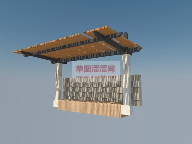 单臂花架景观SU模型