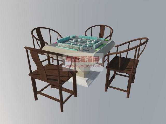 自动麻将桌中式SU模型