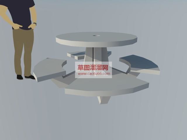 户外圆形石桌凳子户外石凳户外石桌SU模型