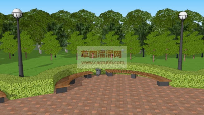 公园户外座椅SU模型