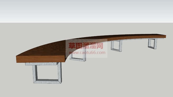 户外户型长凳SU模型