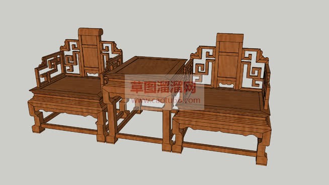 中式椅子桌子SU模型