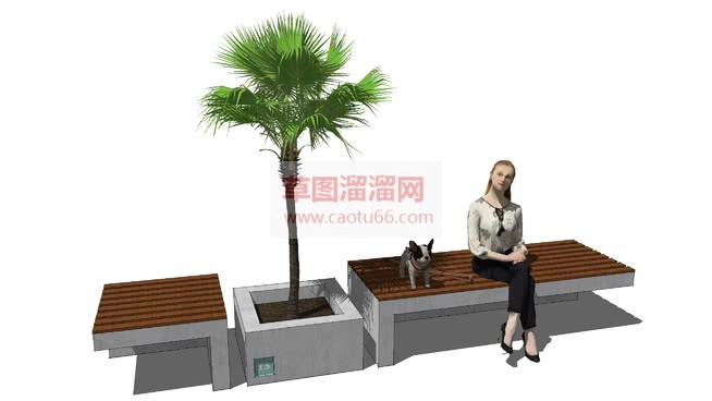 户外坐凳长椅SU模型