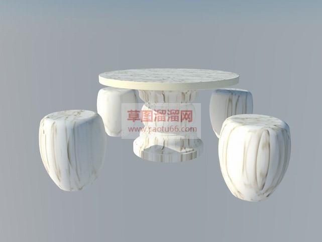 园林石桌石凳SU模型