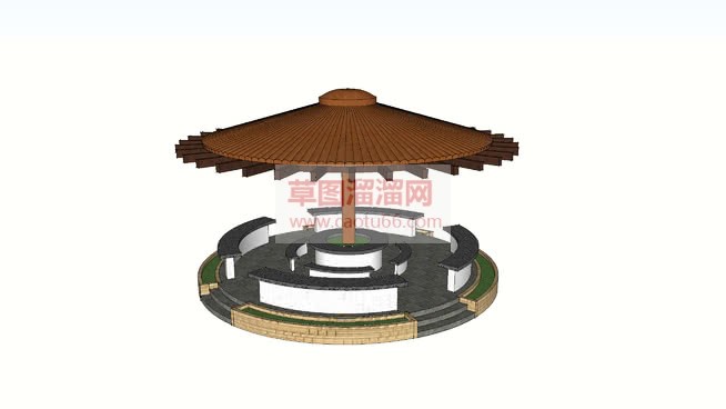 公园亭子座椅SU模型