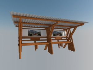 户外木质等候椅SU模型