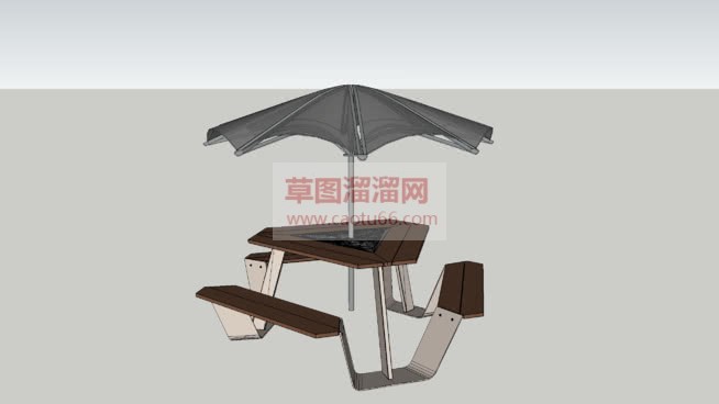 户外桌椅遮阳SU模型