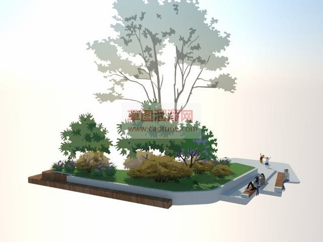 树池花坛座椅SU模型