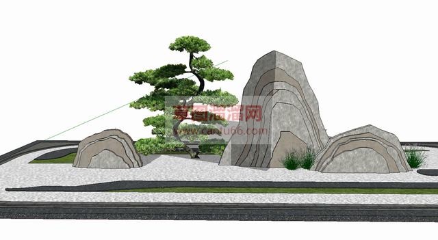 假山枯山石景SU模型