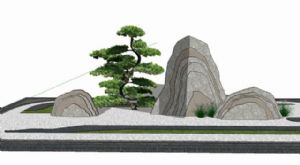 假山枯山石景SU模型 免费sketchup模型下载