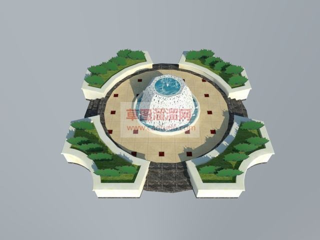 花坛喷泉水池SU模型