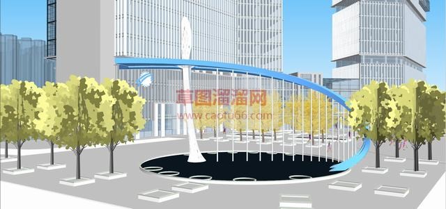 景观雕塑办公楼SU模型