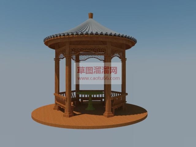 中式圆顶亭子SU模型