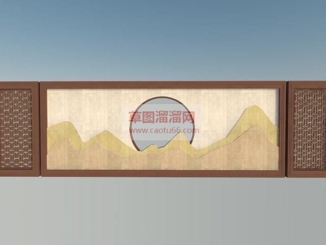 中式景墙SU模型