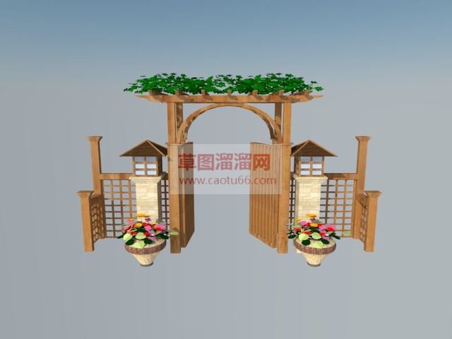 乡村木质门栏栅SU模型