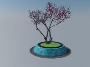 梅花树水景SU模型 免费sketchup模型下载