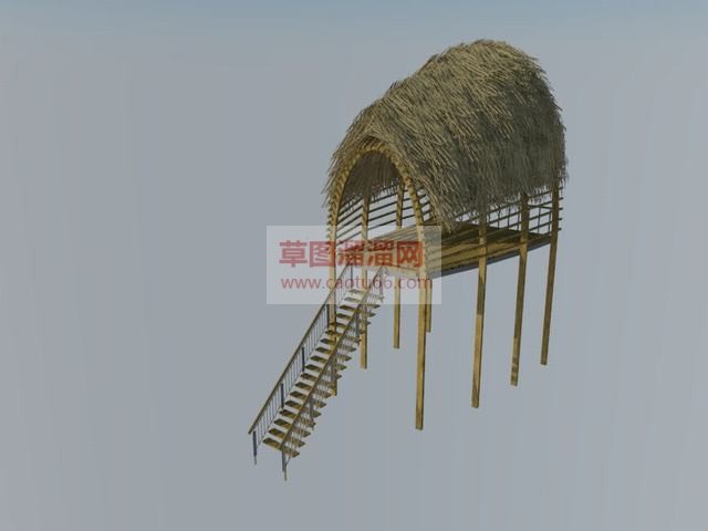 茅草观景亭亭子SU模型