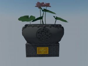 中式水缸荷花SU模型 免费sketchup模型下载