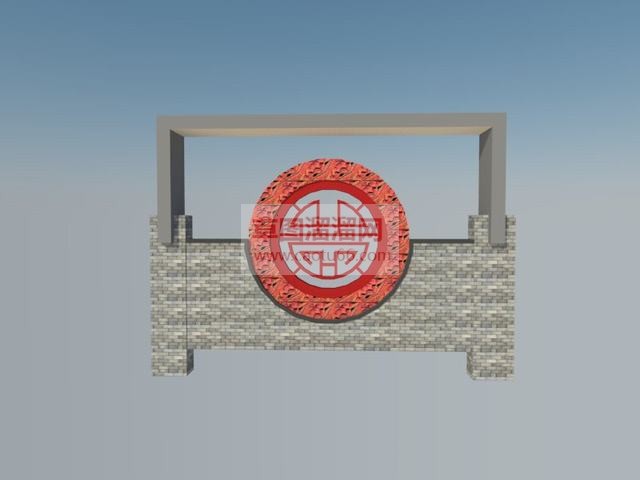 中式景墙SU模型