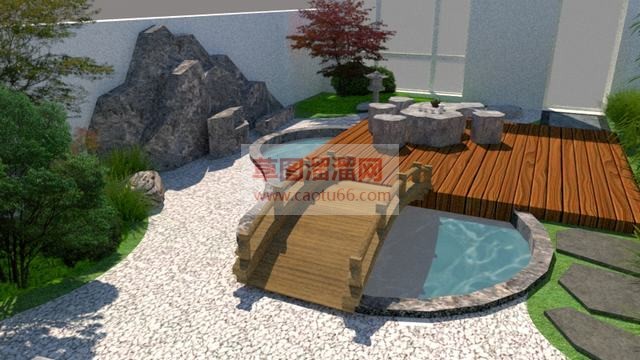 日式庭院枯山水SU模型