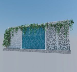 流水景墙藤蔓爬藤SU模型 免费sketchup模型下载