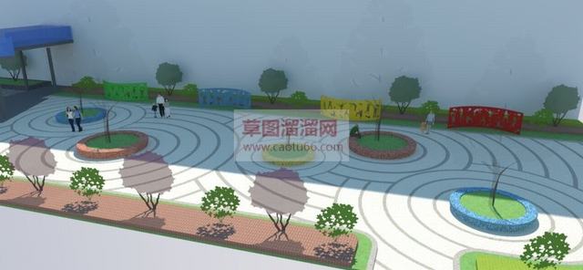 广场公园景观SU模型