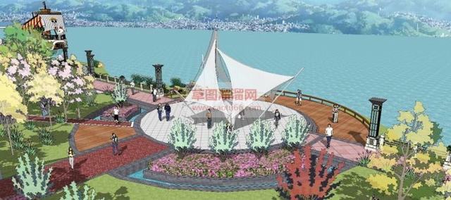 海盗船滨湖公园SU模型