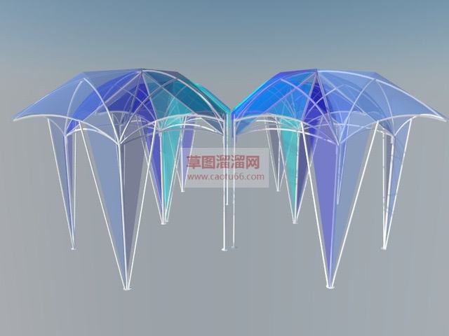 艺术遮阳棚遮阳伞SU模型