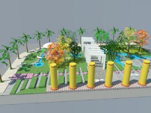 景观园林花园景观柱SU模型