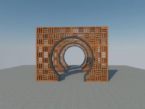 中式景墙月亮门SU模型