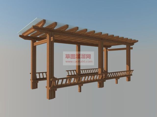 廊架花架座椅SU模型