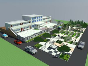 小广场办公建筑中式围墙SU模型