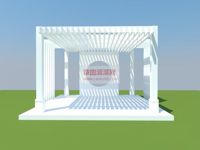 中式花架景墙SU模型
