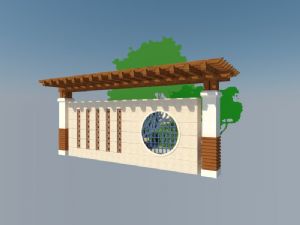 防腐木花架景墙SU模型 免费sketchup模型下载