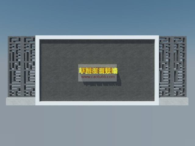 新中式景墙景观墙SU模型