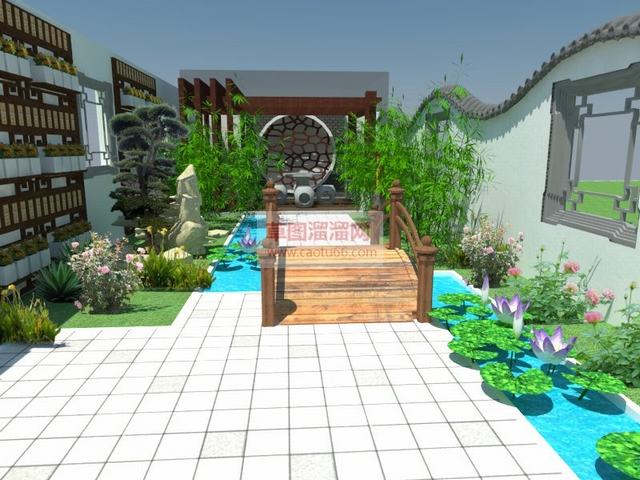 中式花园私人花园SU模型