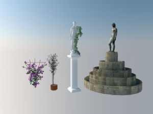 花架竹子盆栽SU模型