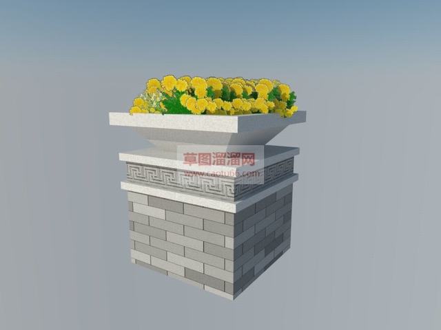 中式景观花箱SU模型