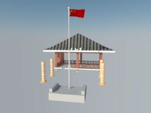 求知亭亭子升旗台SU模型